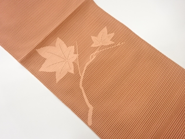 JAPANESE NAGOYA OBI FOR SUMMER / TSUZURE / WOVEN MAPLE LEAVES